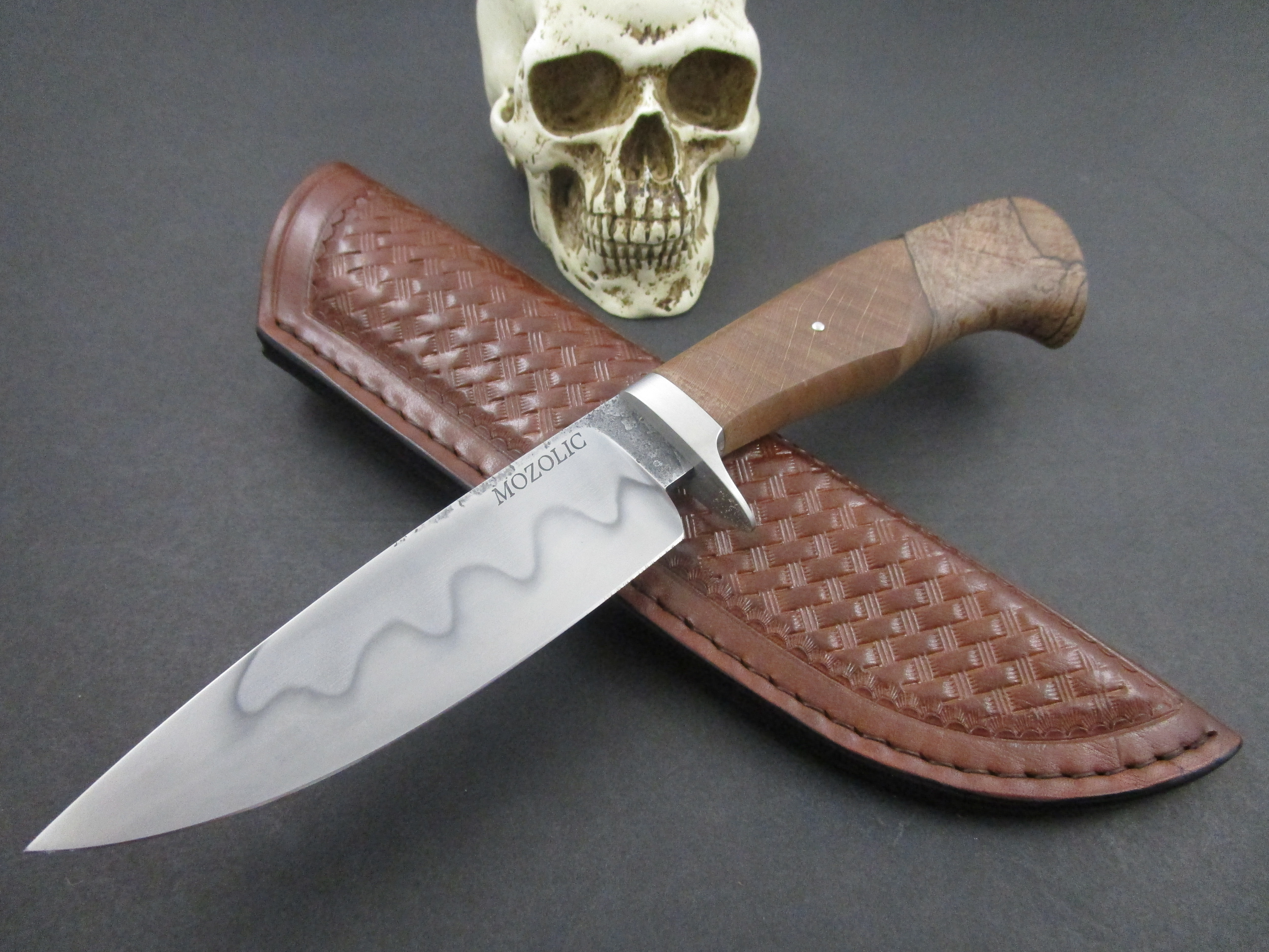 Milan Mozolic Knives Forged W2 Spalted Beech*SOLD*
